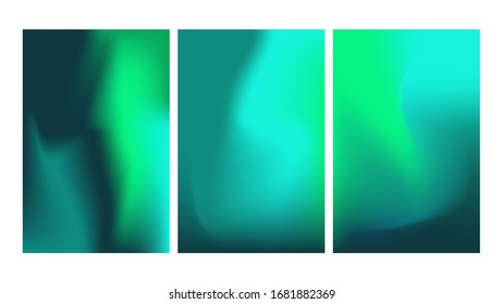 Set mesh gradient colorful abstract vector backgrounds  Gradient design and green  mint blue colors