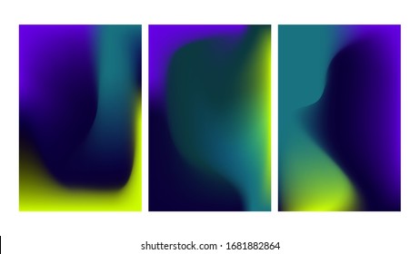 Set of mesh gradient colorful abstract vector backgrounds. Gradient design with neon colors
