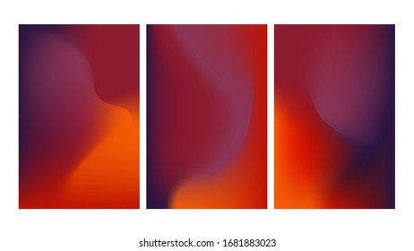 Set of mesh gradient colorful abstract vector backgrounds. Gradient design with brick red colors