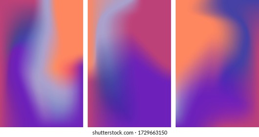 Set of mesh gradient colorful abstract vector background. Gradient design with orange, purple colors