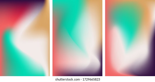Set of mesh gradient colorful abstract vector background. Gradient design with green, red, blue colors