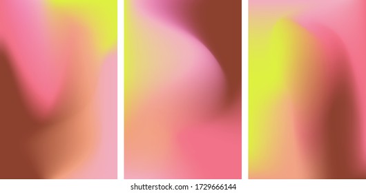 Set of mesh gradient colorful abstract vector background. Gradient design with pink, yellow, brown colors