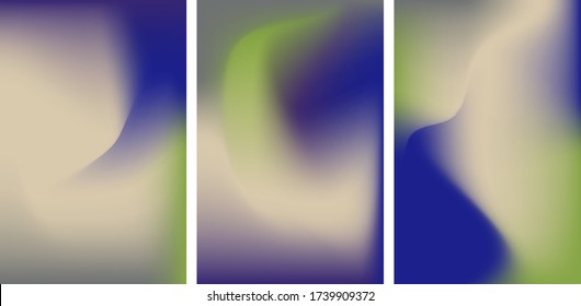 Set of mesh gradient vector background. Abstract design with blue, green colors