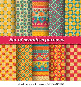 Set of Mesopotamia ornament Tribal seamless pattern. Can be used for cloth, jackets, invitation, flyers, bags, notebooks, cards, envelopes, pads, blankets, furniture, packing,
