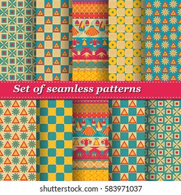 Set of Mesopotamia ornament Tribal seamless pattern. Can be used for cloth, jackets, invitation, flyers, bags, notebooks, cards, envelopes, pads, blankets, furniture, packing,