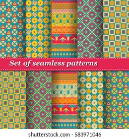 Set of Mesopotamia ornament Tribal seamless pattern. Can be used for cloth, jackets, invitation, flyers, bags, notebooks, cards, envelopes, pads, blankets, furniture, packing,