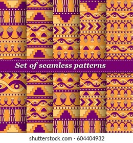Set of Mesopotamia ornament Tribal seamless pattern. Can be used for cloth, jackets, invitation, flyers, bags, notebooks, cards, envelopes, pads, blankets, furniture, packing,
