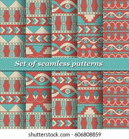 Set of Mesopotamia ornament Tribal seamless pattern. Can be used for cloth, jackets, invitation, flyers, bags, notebooks, cards, envelopes, pads, blankets, furniture, packing,