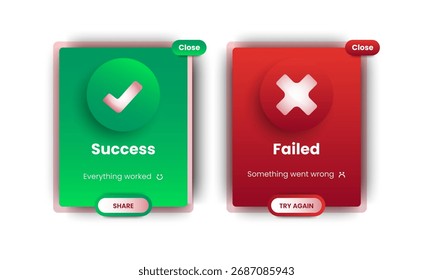 set message banners of success and error notification app. editable element flash message. vector