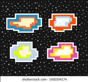 Set of message boxes. Vector collection of pixel speech bubbles. 