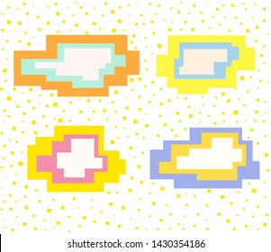 Set of message boxes. Vector collection of pixel speech bubbles. 