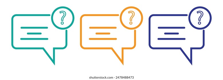 Set of message boxs with question mark icons. Help symbol, question mark, faq signs. Vector illustration. EPS 10