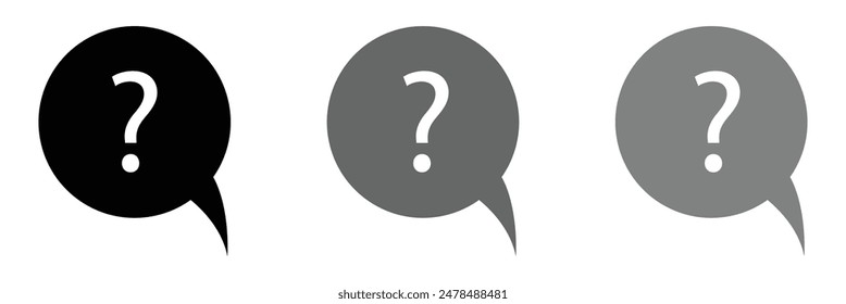 Set of message boxs with question mark icons. Help symbol, question mark, faq signs. Vector illustration. EPS 10