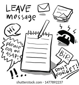 set of message elements doodle