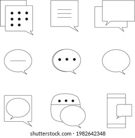 Set of message icon, Chatt icon, Conversation icon. Line art vector. Editable stroke. Eps 10