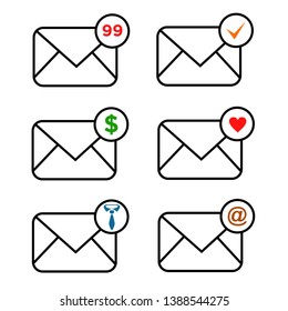 set of message icon illustration vector, mail symbol modern concept design 