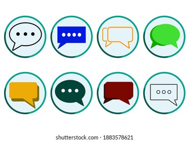 Set of message icons with different color and style isolated cyan circle vector design