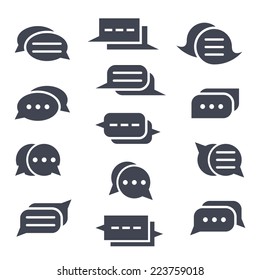 Set of message icons. Different speech bubbles in flat style.