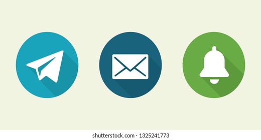 Set of message, mail, alarm icon on a white background. Social m
