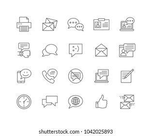 Set of Message outline icons isolated on white background.