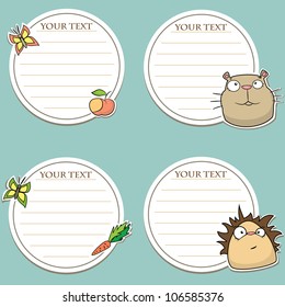 Set of message stickers with funny animals
