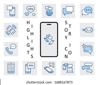 Set of Message Vector Line Icons. Contains such Icons as Conversation, SMS, Heart, Love Chats, Notification, Group Chat and more. Editable Stroke. 32x32 Pixel Perfect.