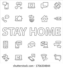 Set of Message Vector Line Icons. Contains such Icons as Conversation, SMS, Heart, Love Chats, Notification, Group Chat and more. Editable Stroke. 32x32 Pixels