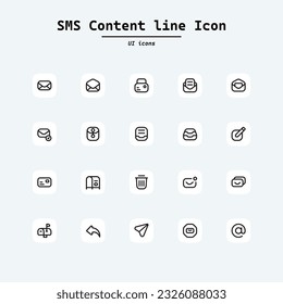Set of Message Vector Line Icons. Contains such Icons as Conversation, SMS, Heart, Love Chats, Notification, email. Collection ui icons with squircle shape. Web Page, Mobile App, UI, UX design.
