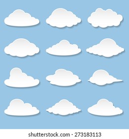 Set Messages in the form of Clouds. Illustration Vector. 