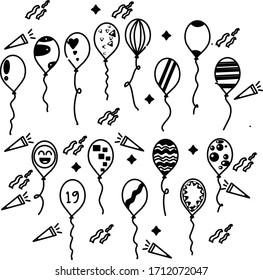 Set of messaging chat balloons such as inbox, chatting, send, text, dialog, talk box, suitable for background, shape, graphic or label with doodle or cartoon theme