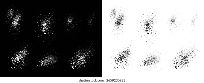 Conjunto de tinta de pintura desordenada Vector blanco y negro pincel sucio golpe sangre diseño de fondo