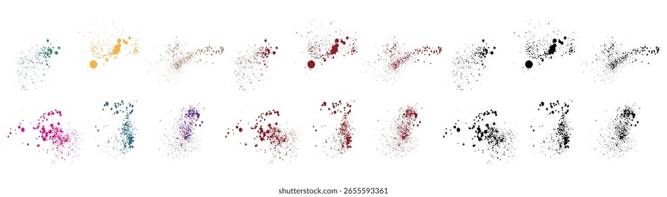 Conjunto de tinta de pintura desordenada rojo, naranja, verde, púrpura, trigo, negro pincel de Vector golpe diseño de fondo de sangre