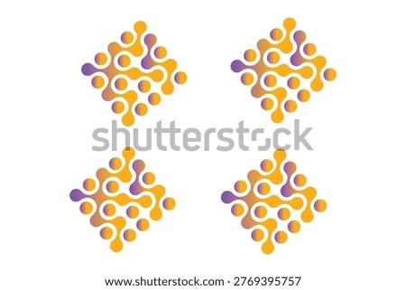 Set of meta ball patterns. Black liquid drops or morph shapes isolated on white background. Neurons or molecules texture. Modern abstract print with connected dots. Vector graphic illustration.