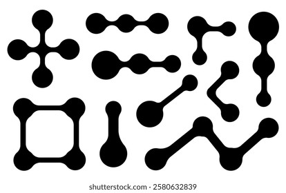 Set with metaball pattern elements in black color
