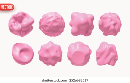 Conjunto de Formas Metaball de objetos de diseño 3d realista. Colección Meteoritos asteroides cometa Bola redonda Elementos esféricos. Ilustración vectorial
