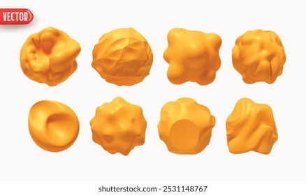 Conjunto de formas de Metaball de objetos design 3d realista. Coleção Meteoritos asteroides cometa Bola redonda elementos esféricos. Ilustração vetorial