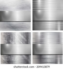 Set of metal background. Vector illustration. 