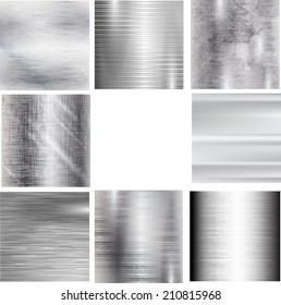 Set of metal background. Vector illustration. 