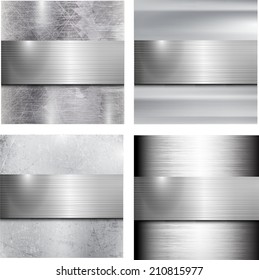 Set of metal background. Vector illustration. 