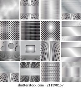 Set of metal background. Vector illustration. 