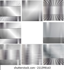 Set of metal background. Vector illustration. 