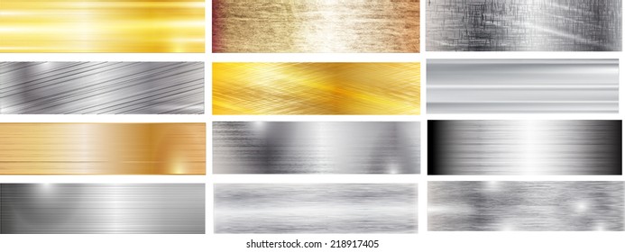 Set of metal background. Vector illustration. 