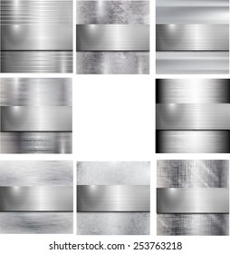 Set of metal background. Vector illustration. 