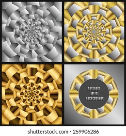 A set of metal backgrounds with abstract spherical pattern