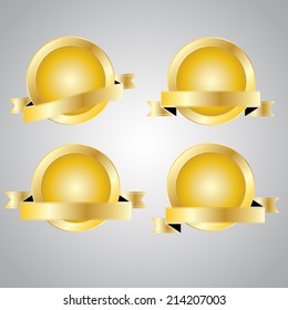 Set of metal badges. Vector illustration