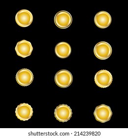 Set of metal badges. Vector illustration