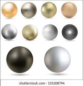 Set Of Metal Balls. Vector Eps10.