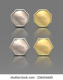 set of metal banners
