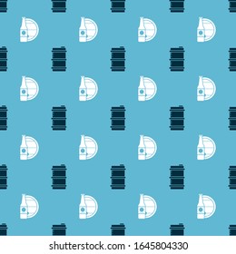 Set Metal beer keg and Beer bottle and wooden barrel on seamless pattern. Vector