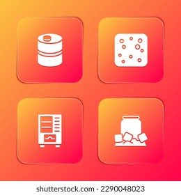 Set Metal beer keg, Beer bubbles, Vending machine and Cold can icon. Vector